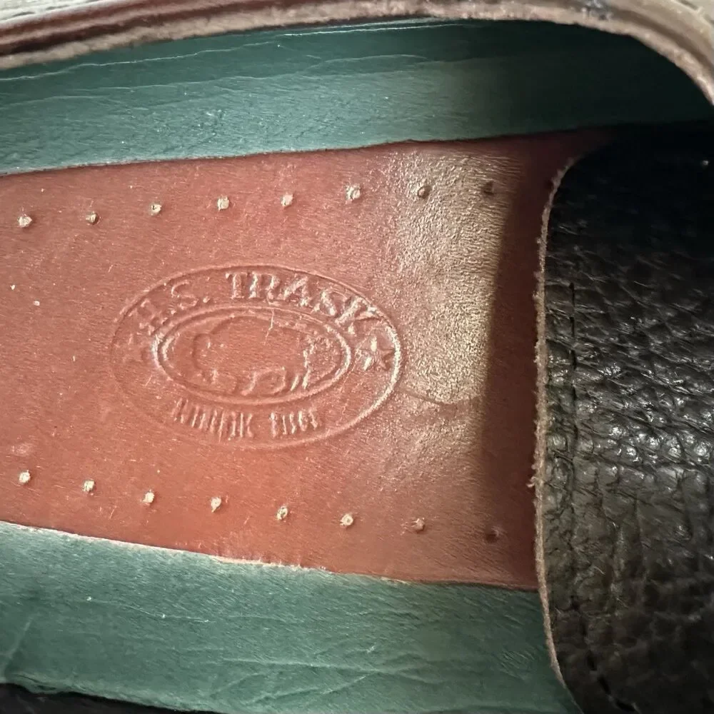 H.S. Trask Shoes Mens 7 1/2 Two-Tone Saddle  Leather Lug Sole Academia Preppy
